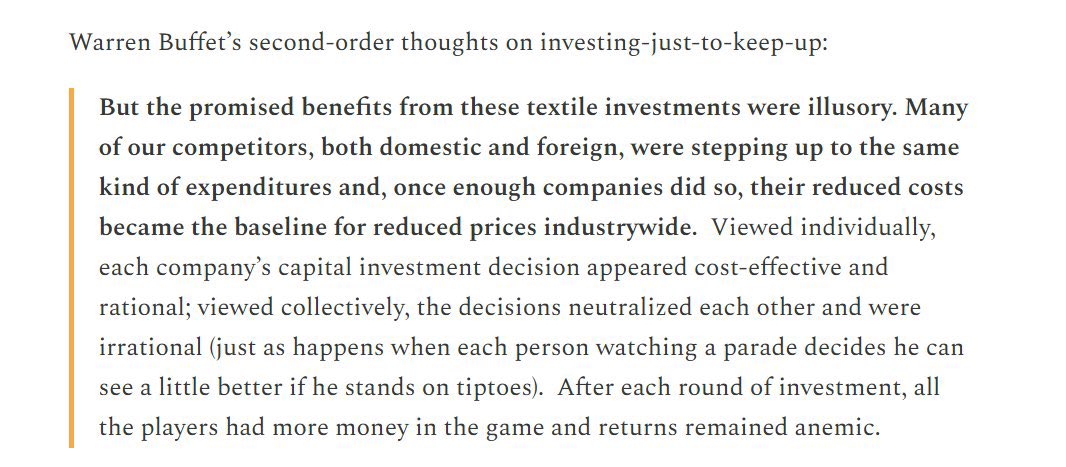 Buffet realized competing on capital efficiency in commoditized industries leads to a race where no one wins

I think the same will be said for many L1 investments today. The new baseline is no longer speed or TVL

It’s about incentivizing applications