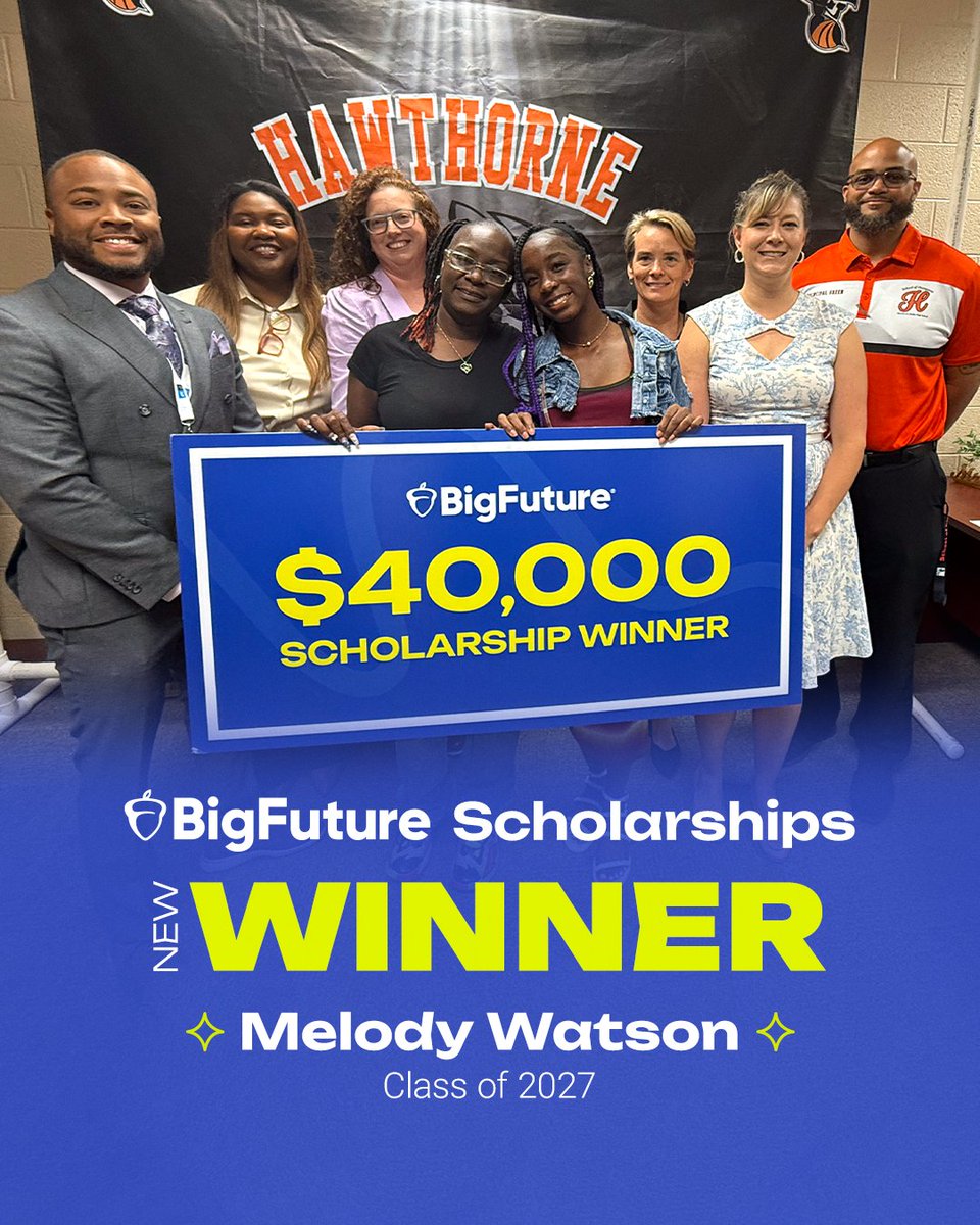 Congrats to Melody, who won a $40,000 college #scholarship for starting her career list. A big win for her #BigFuture! 💰🎉

New month, new winners! 💸 10th &amp; 11th graders, log into BigFuture to qualify for $40K &amp; $500 #scholarships. Deadline: May 31. spr.ly/60142CK0w