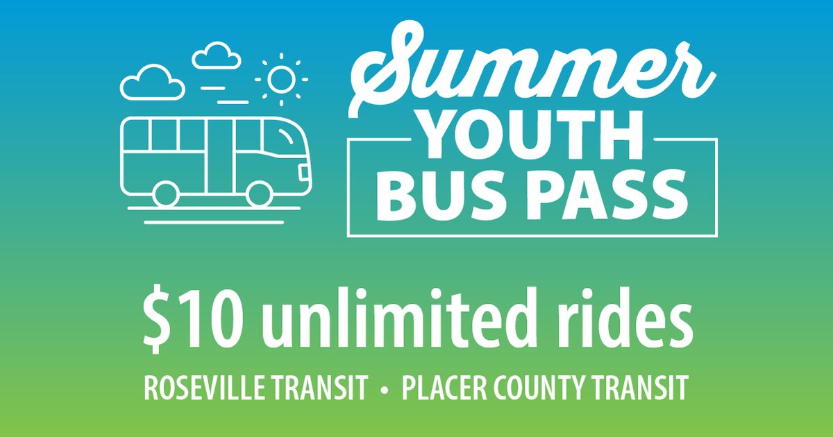 City of Roseville CA (@cityofroseville) on Twitter photo Be prepared for summer with the 2025 #SummerYouthBusPass. For just $10, kids in elementary through high school can enjoy unlimited rides on <a href="/RSVL_Transit/">Roseville Transit</a> and <a href="/PlacerCA/">Placer County</a> Transit local routes from June 1 to August 31.
Passes on sale now: roseville.ca.us/SummerYouthBus… Be prepared for summer with the 2025 #SummerYouthBusPass. For just $10, kids in elementary through high school can enjoy unlimited rides on <a href="/RSVL_Transit/">Roseville Transit</a> and <a href="/PlacerCA/">Placer County</a> Transit local routes from June 1 to August 31.
Passes on sale now: roseville.ca.us/SummerYouthBus…