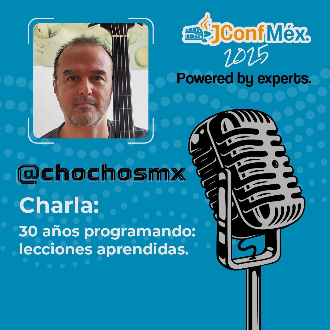 ¡30 años de experiencia y pura sabiduría en código!
chochosmx estará en #JConfMéx2025 este 7 de junio 💻
¡Nos vemos en Guadalajara!
🎟️ Adquiere tus boletos aquí: eventos.jconf.mx/event/2/jconf-…
#ChochosPresente #JavaCommunity #VeteranoDelCódigo #JVM #ConferenciaJava #TechEvent