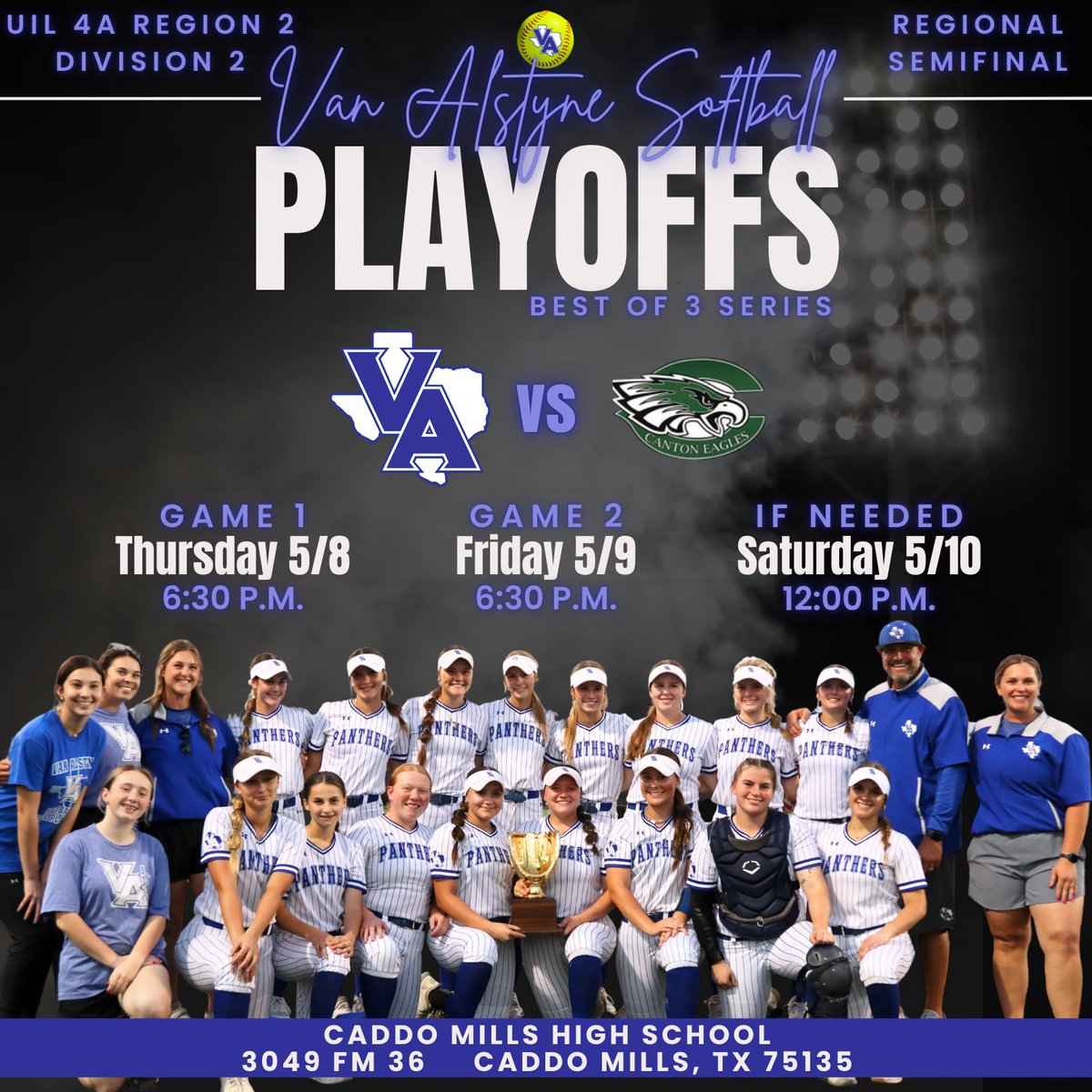 Regional Semifinals! All games will be played at Caddo Mills High School.