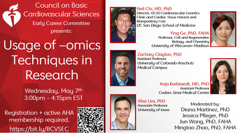 Basic Cardiovascular Sciences (BCVS) Early Career (@bcvsearlycareer) on Twitter photo 🚨 Calling all #EarlyCareer scientists!
🔬 Want to dive into cutting-edge –omics research?
Join top experts from <a href="/UCSanDiego/">UC San Diego</a>, <a href="/UWMadison/">UW–Madison</a>, @UIowa, <a href="/CedarsSinai/">Cedars-Sinai</a> + more!
🗓️ Wed, May 7 | 3–4:15pm EST
🎟️ Free with AHA membership
👉 bit.ly/BCVSEC
#CardioTwitter <a href="/AHAScience/">AHA Science</a> 🚨 Calling all #EarlyCareer scientists!
🔬 Want to dive into cutting-edge –omics research?
Join top experts from <a href="/UCSanDiego/">UC San Diego</a>, <a href="/UWMadison/">UW–Madison</a>, @UIowa, <a href="/CedarsSinai/">Cedars-Sinai</a> + more!
🗓️ Wed, May 7 | 3–4:15pm EST
🎟️ Free with AHA membership
👉 bit.ly/BCVSEC
#CardioTwitter <a href="/AHAScience/">AHA Science</a>