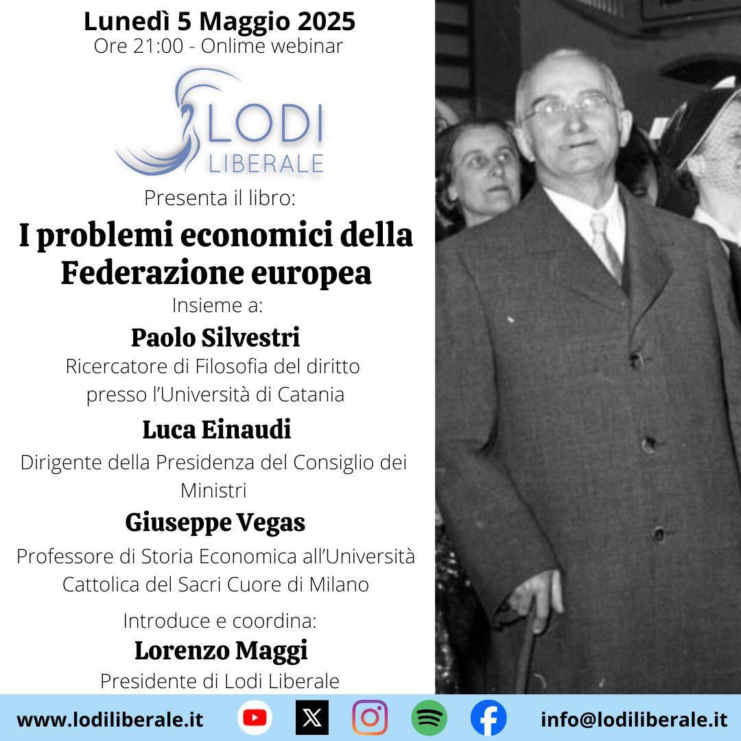 Vi aspettiamo STASERA LUNEDÌ 5 MAGGIO alle ore 21:00 in diretta a us02web.zoom.us/j/82854731881 dove presenteremo il libro di Luigi Einaudi "I problemi economici della Federazione europea" edito da
<a href="/Treveseditore/">Treves Editore</a> con: Paolo Silvestri , Luca Einaudi  e Giuseppe Vegas