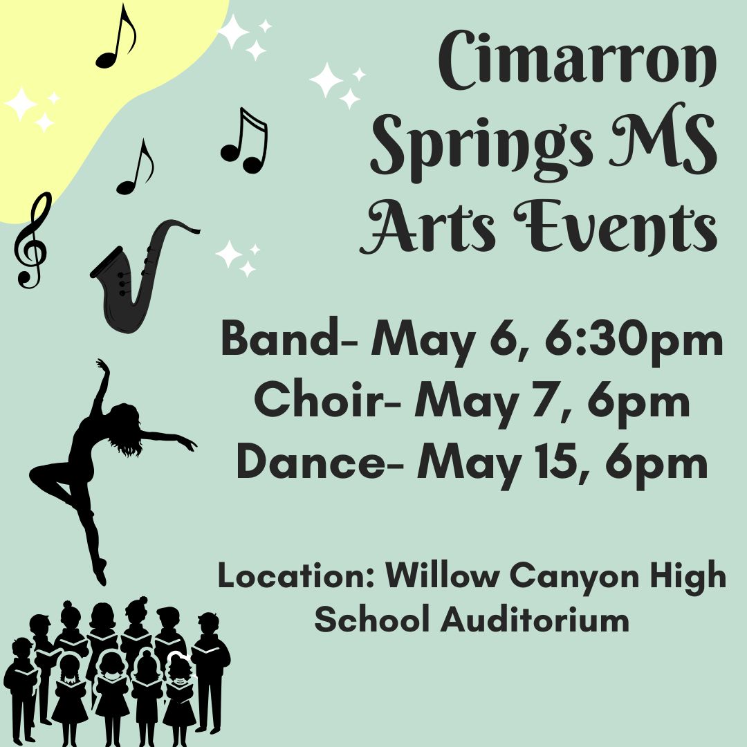 CSMSStallions's tweet photo. Mark your calendars for our upcoming Arts Events. Starting this week with our Band and Choir event. Hope to see you all there! https://t.co/v1VRWGm2XT