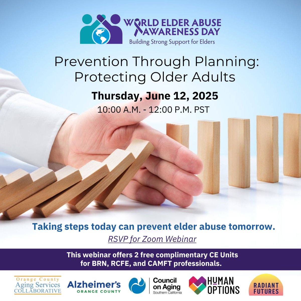With awareness, we can all do our part to reduce elder abuse, join a collaborative of incredible agencies Thursday June 12th 10am PST!

#orangecounty #awareness #elder #care