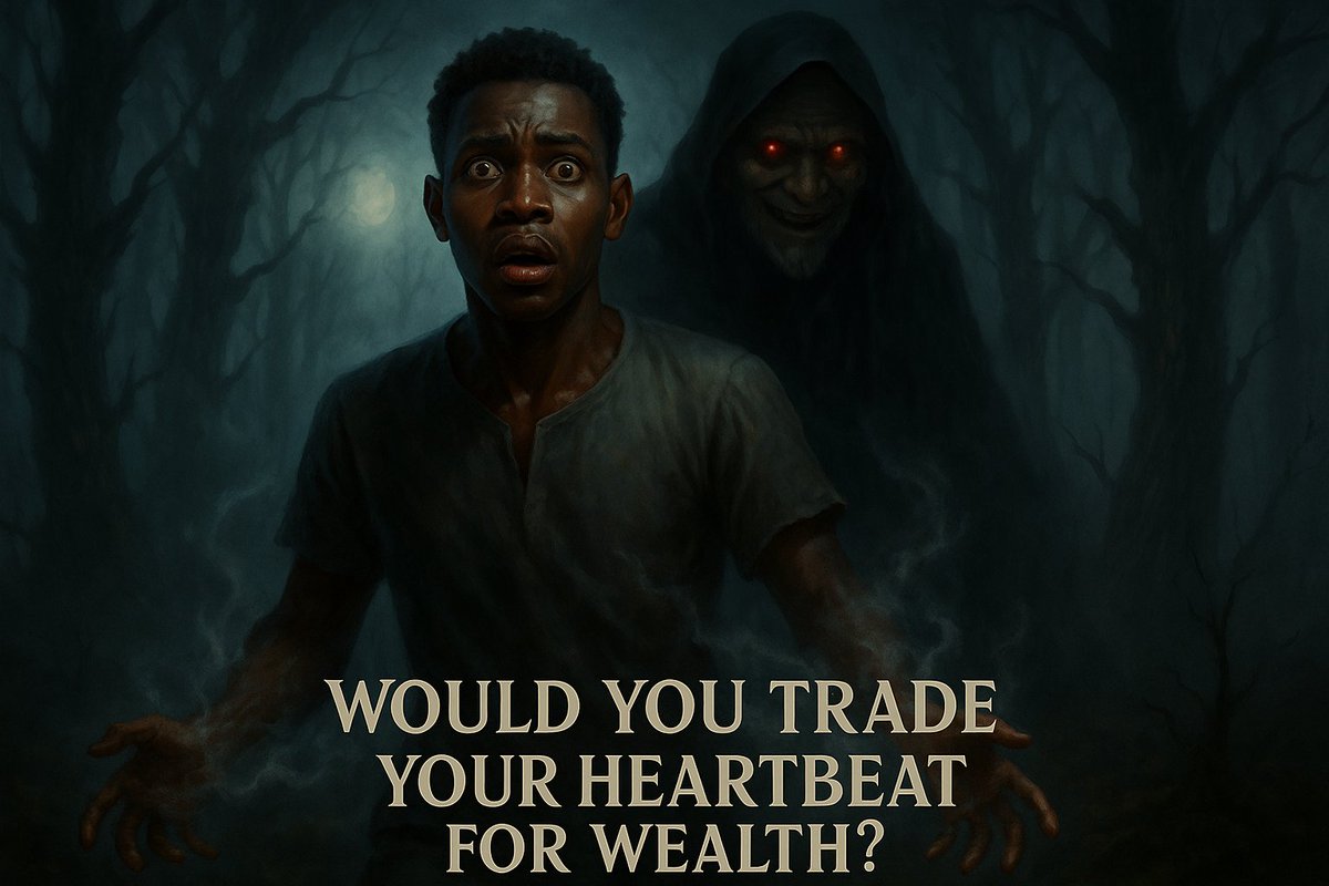 DominionTales's tweet photo. He begged to get his shadow back.
The old man said: “Trade me your heartbeat.”
Odogwu refused.
Now he’s the shadow.
Trapped. Watching. Waiting.

Would YOU take the deal?
Comment #YES or #NEVER.
Follow @DominionTales for more.

#AfricanFolktales #DarkTwist #XStories https://t.co/NCbbick987