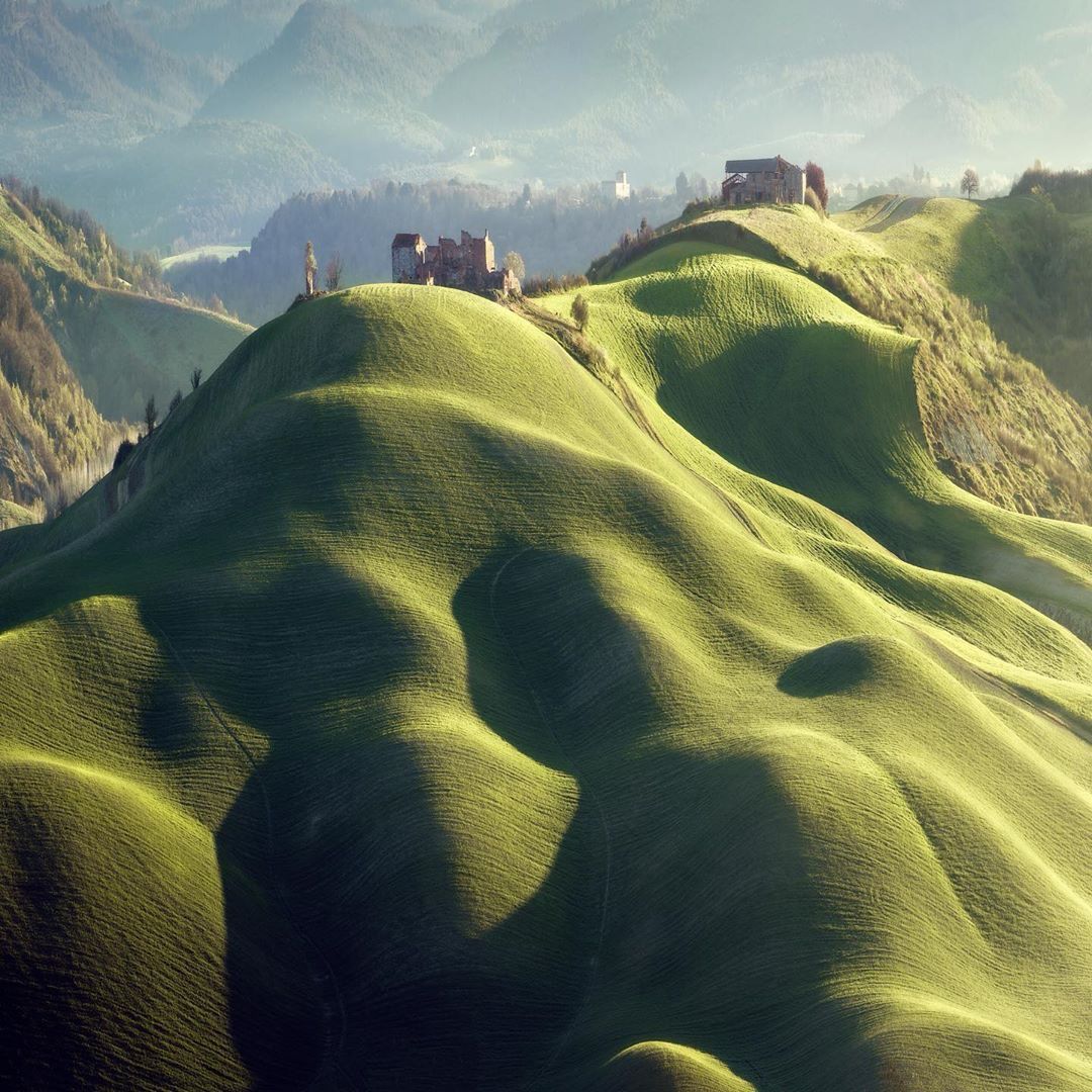The hills of Tuscany look like someone laid a blanket over them