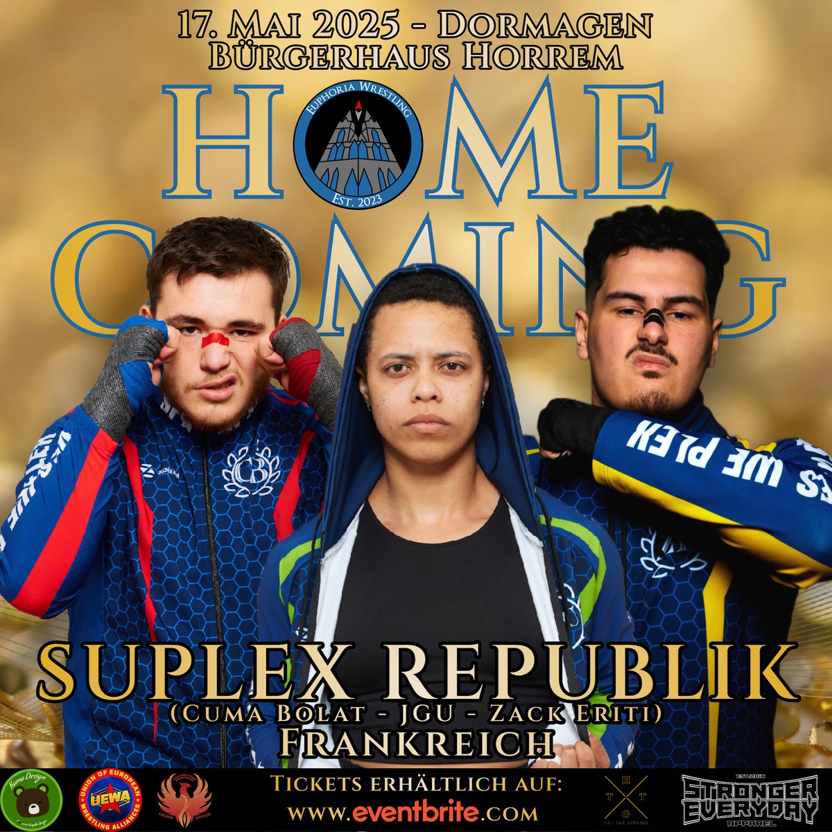Euphoria Wrestling (@euphoriawrestle) on Twitter photo ::Suplex Republik::
<a href="/CumaCyclonBolat/">Cuma Cyclon Bolat</a> - <a href="/prowrestler_jgu/">𝐉𝐆𝐔</a> - <a href="/ZackEriti/">” 𝑵𝒆𝒘 𝑪𝒍𝒂𝒔𝒔𝒊𝒄 ” Zack Eriti</a>
The young trio from France wants to leave an impression at #EWHomecoming.
Tickets - Homecoming:
linktr.ee/euphoriawrestl…
#euphoriawrestling #wrestling #dormagen #cologne #düsseldorf #tickets #SuplexRepublik ::Suplex Republik::
<a href="/CumaCyclonBolat/">Cuma Cyclon Bolat</a> - <a href="/prowrestler_jgu/">𝐉𝐆𝐔</a> - <a href="/ZackEriti/">” 𝑵𝒆𝒘 𝑪𝒍𝒂𝒔𝒔𝒊𝒄 ” Zack Eriti</a>
The young trio from France wants to leave an impression at #EWHomecoming.
Tickets - Homecoming:
linktr.ee/euphoriawrestl…
#euphoriawrestling #wrestling #dormagen #cologne #düsseldorf #tickets #SuplexRepublik