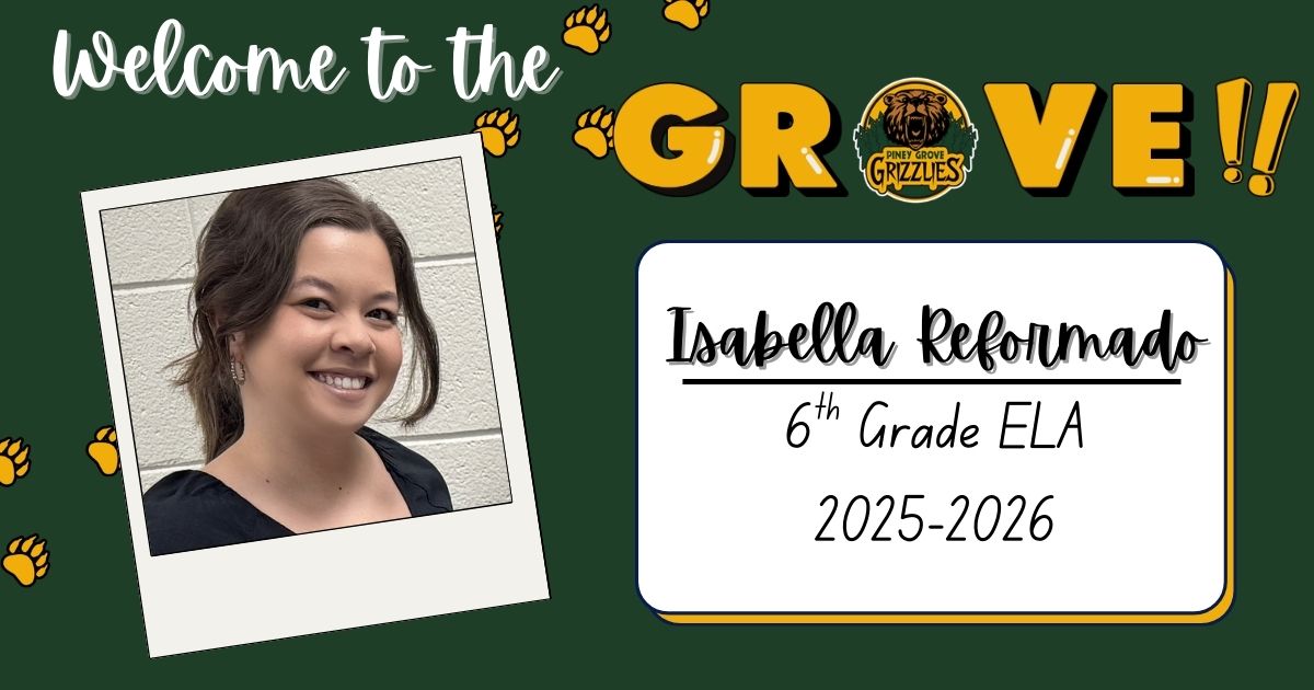 Let's give a warm Grizzly welcome to Isabella Reformado! 🐻🎉 She's joining us from South Forsyth Middle School and will be teaching 6th Grade ELA for the 2025-2026 school year. We're so excited to have you join the team!