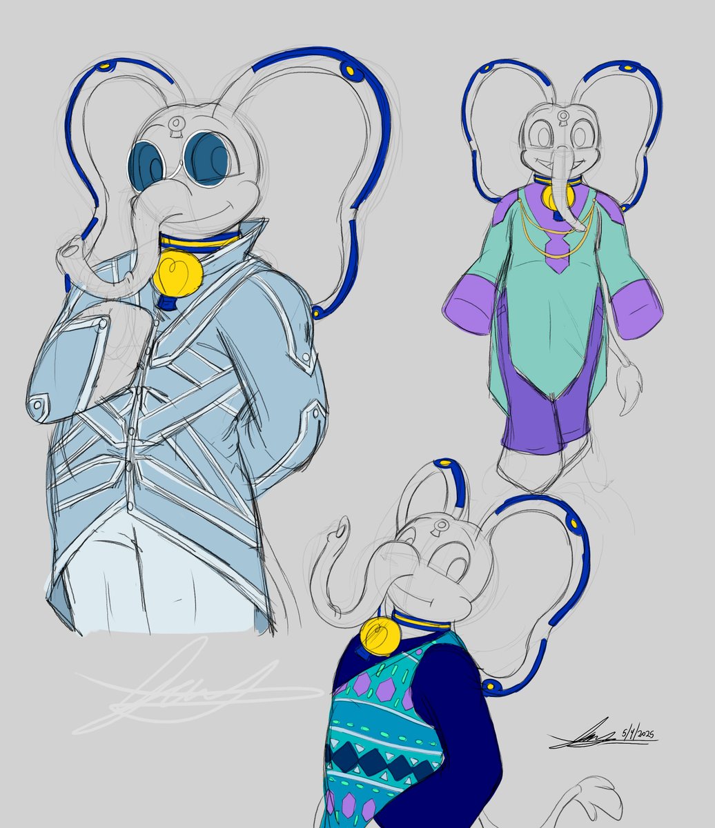 Next is Bubba. I immediately see him in the clean cyberpunk or  futuristic style. Something professional while also casual and  comfortable. #smilingcrittersau #bubbabubbaphant