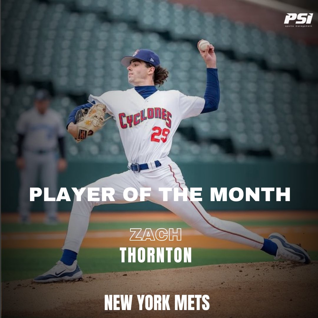 Congratulations to Zach Thornton on being named April pitcher of the month for the High-A South Atlantic League! Zach finished the month of April with an overall 1.08 ERA in 25 innings with 27 K’s between High-A and Double-A! 👏🏼 #PSIFamily