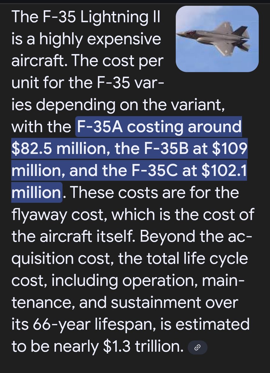 <a href="/VladTheInflator/">Darth Powell</a> <a href="/SDLsaylor/">reSDL</a> Why not reduce the F-35 fleet by one aircraft to save $26 billion a year? 
______
"The average annual sustainment cost per F-35 aircraft is estimated to be around $25.7 billion".
__
Yes, you read that right...
Trump &amp; Musk are laughing at you... Section 8 is not the problem.