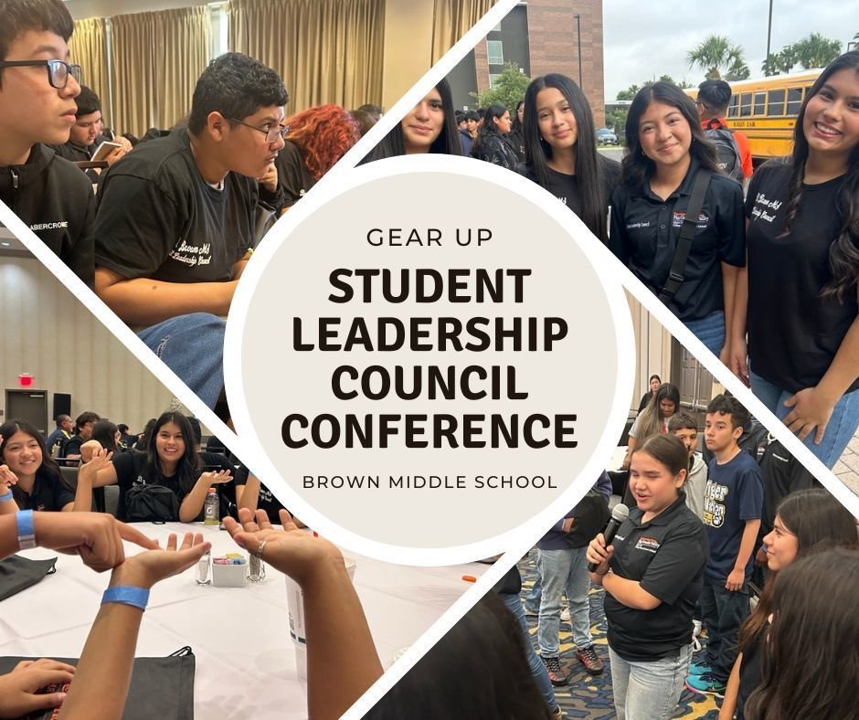 Brown MS GEAR UP students representing at the Student Leadership Council Conference! #STRENGTH #UNITY #DETERMINATION #GEARUP