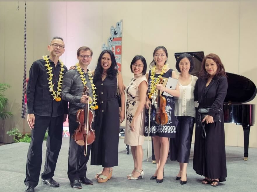 Five years ago today after playing a recital in Bali. Premiered seven new pieces for viola and piano, plus coached chamber music to young string quartets. A beautiful day!