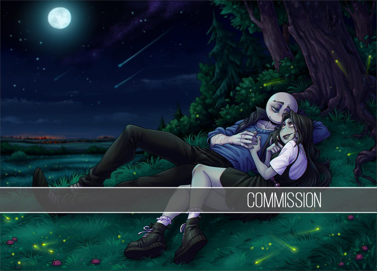 MaddSadtodd's tweet image. Here's an old commission with Peter and YN-sona (sorry, I forgot their name..)
It's that scene with stargazing in the woods)
#YourBoyfriendGame #YourBoyfriendfanart