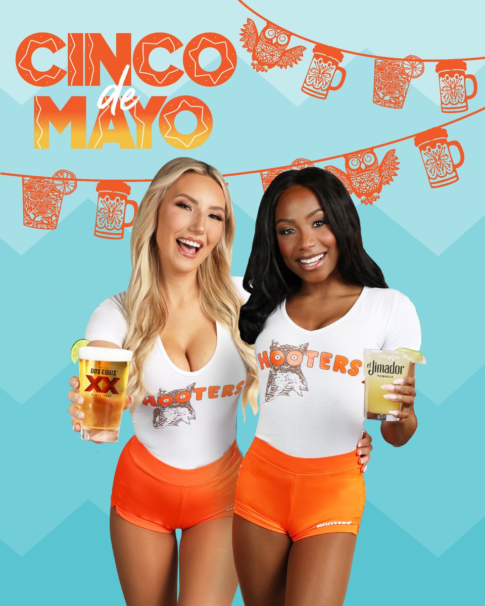 HootersNewark's tweet image. 🎉 It’s Cinco de Mayo, and the celebration is on at Hooters of Newark! Enjoy $5 Legendary Margaritas and a bucket of 4 Corona or Modelo bottles for just $17.95.
PLUS, don’t miss our Monday Cheeseburger Special — just $7.99 with the purchase of a beverage — and add fries for ...