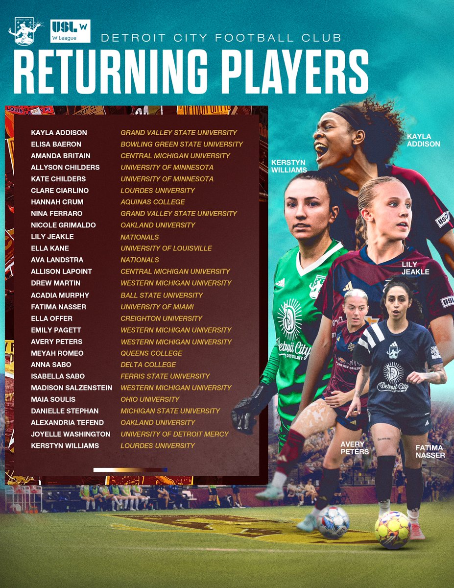 Detroit City FC (@detroitcityfc) on Twitter photo A large group of returners looking to go one step further in 2025. ⚜️✍️
Detroit City FC is delighted to announce 28 returning players for the 2025 <a href="/USLWLeague/">USL W League</a> season as the club looks to improve on last year's run to the national semifinal.
📰: detcityfc.com/news/2025/05/0… A large group of returners looking to go one step further in 2025. ⚜️✍️
Detroit City FC is delighted to announce 28 returning players for the 2025 <a href="/USLWLeague/">USL W League</a> season as the club looks to improve on last year's run to the national semifinal.
📰: detcityfc.com/news/2025/05/0…