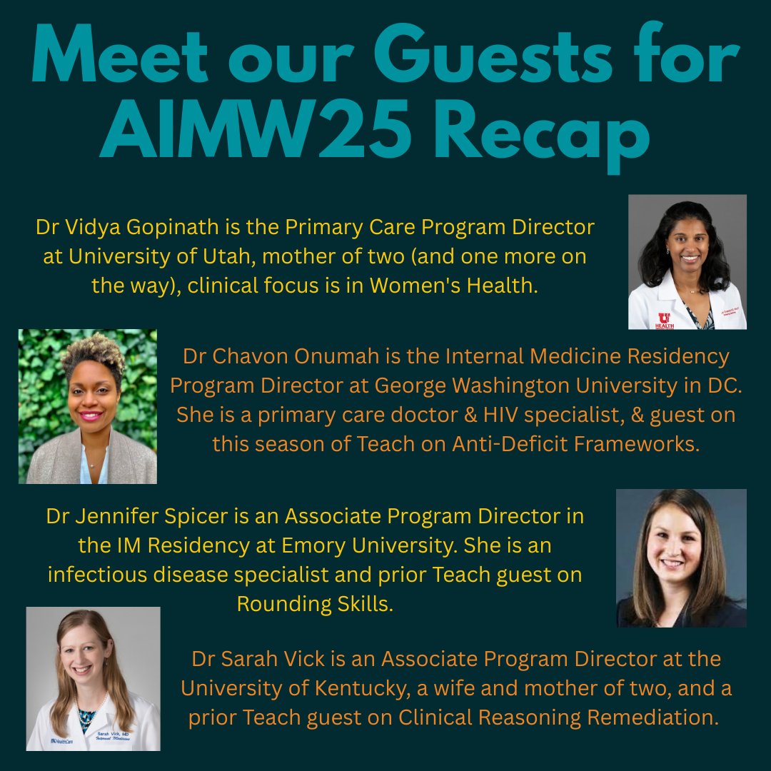 The Curbsiders Teach Podcast (@curbsidersteach) on Twitter photo AIMW25 Recap: 💡 High-impact pearls 🔥 Featuring 4 amazing #MedEd Leaders, <a href="/SvickMD/">Sarah Vick</a> <a href="/ChavonOnumah/">Chavon Onumah, MD,MEd,MPH</a> <a href="/JenniferSpicer4/">Jennifer Spicer, MD, MPH, MHPE</a> <a href="/UtahIMCMRs/">Utah IM CMRs</a> <a href="/emoryimchiefs/">Emory IM Chiefs</a> AIMW25 Recap: 💡 High-impact pearls 🔥 Featuring 4 amazing #MedEd Leaders, <a href="/SvickMD/">Sarah Vick</a> <a href="/ChavonOnumah/">Chavon Onumah, MD,MEd,MPH</a> <a href="/JenniferSpicer4/">Jennifer Spicer, MD, MPH, MHPE</a> <a href="/UtahIMCMRs/">Utah IM CMRs</a> <a href="/emoryimchiefs/">Emory IM Chiefs</a>