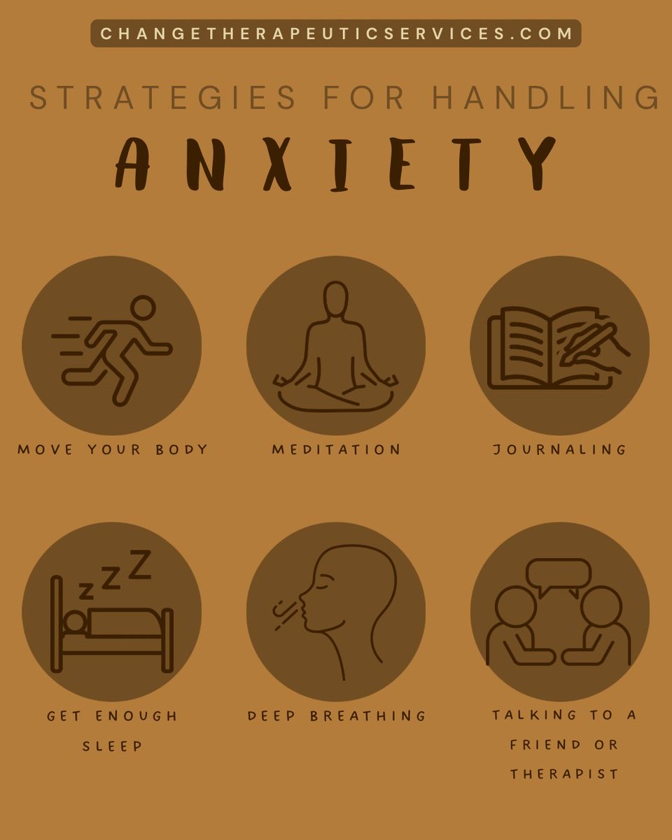 Anxiety 101 #12: Anxiety can be difficult to manage from time to time. Use these strategies to improve your mental health and ease your anxiety. Please visit changetherapeuticservices.com for more resources. #anxietyrelief #anxious #stressreduction #stressrelieving #stressrelief