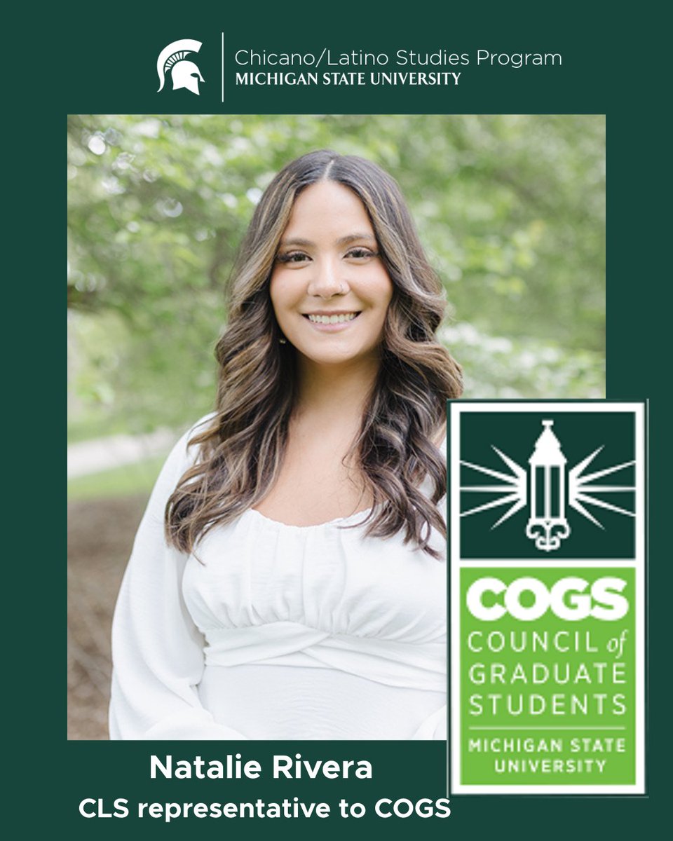 CLSatMSU's tweet image. CLS is proud to share that Natalie Rivera, who is a Dual Major Doctoral Degree Student in Criminal Justice and Chicano/Latino Studies, will represent CLS in the Council of Graduate Students. Congratulations, Natalie!
#MSUSocialScience