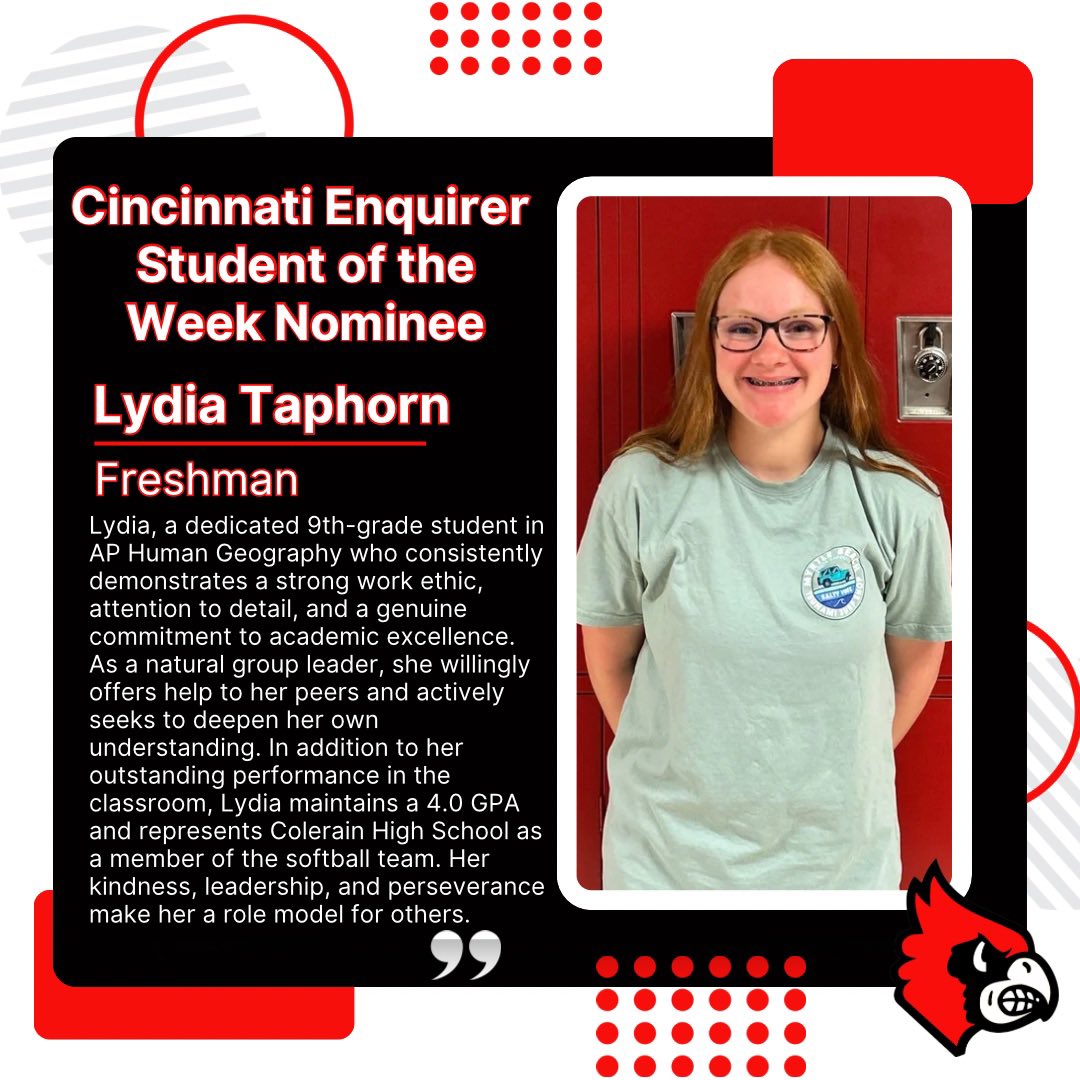 Vote for Lydia Taphorn for the Cincinnati Enquirer Student of the Week! 

cincinnati.com/story/news/edu…