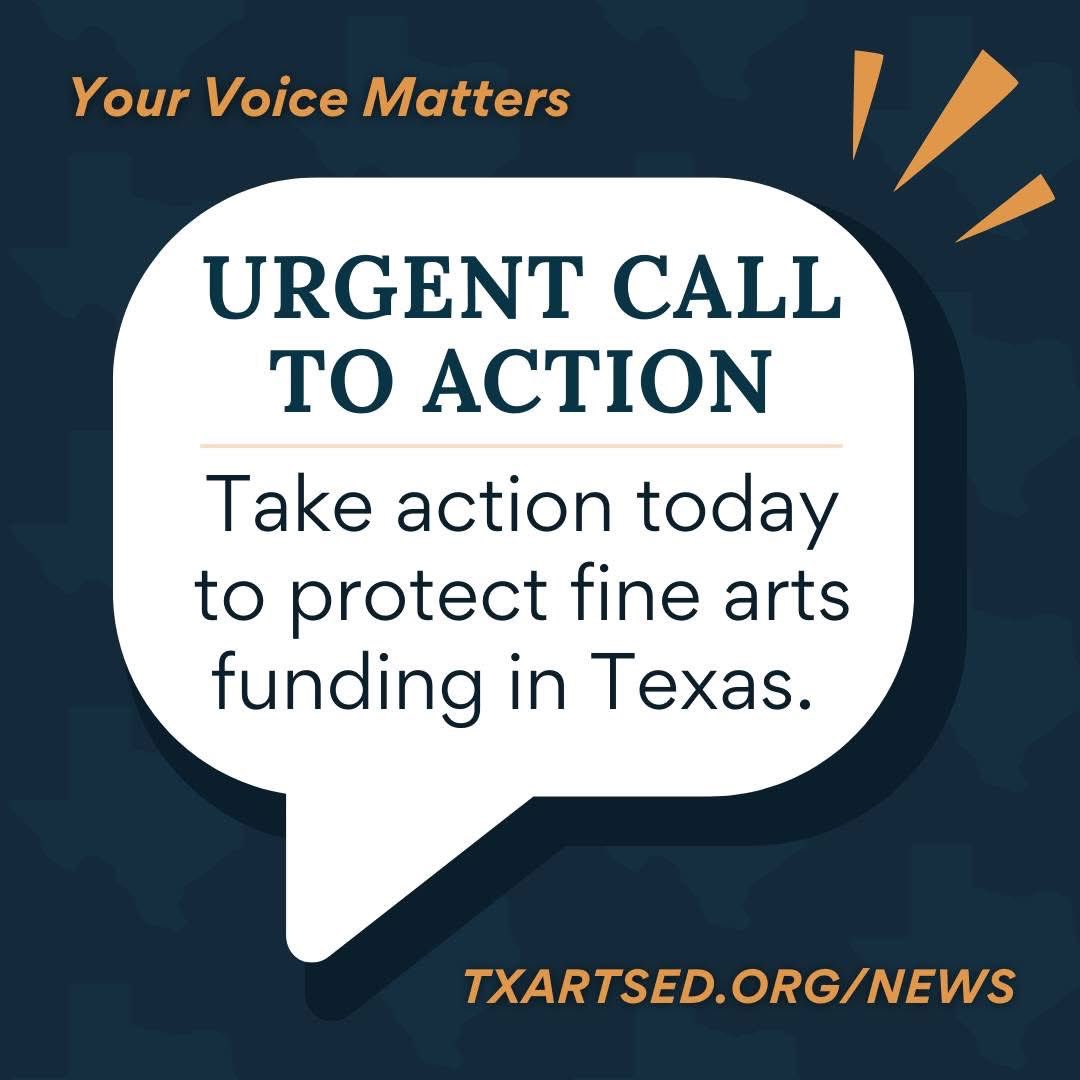 The Texas Senate is reviewing HB 2, and the first-ever fine arts education allotment is on the line. Now is the time to act ➡️ Visit txartsed.org/news to see how you can help protect this critical fine arts education funding. Every voice matters, and it only takes a minute!