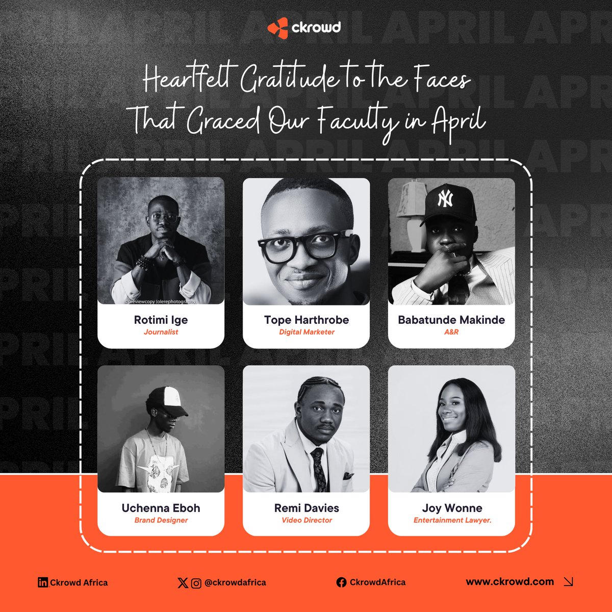 We say THANK YOU <a href="/JoyWonne/">JOY WONNE</a>
To every speaker, guest, and participant who joined us throughout the Ckrowd Virtual Seminar Series in the month of April — we are deeply grateful.
Your presence, insight, and contributions made every session impactful and inspiring. Together, we’re