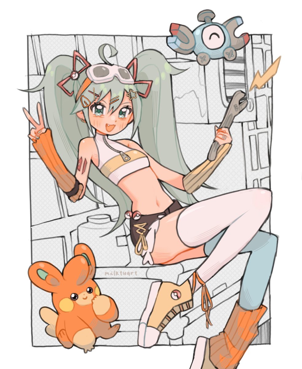 milktuart's tweet image. poké miku ready to fix your car 🔧⚡️✨️
#初音ミク #ポケモン #ポケミク