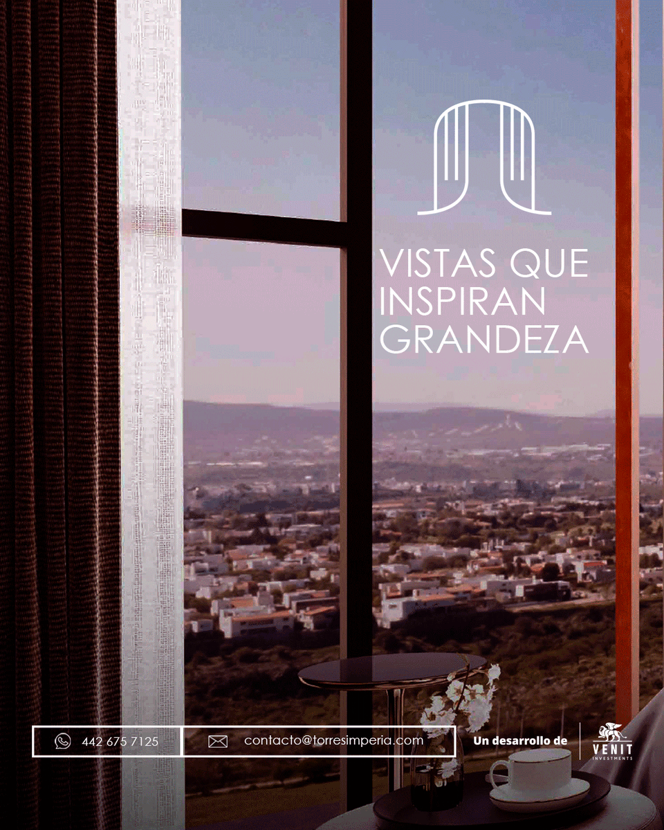 torresimperia's tweet photo. Es momento de cambiar tu perspectiva y aspirar a la grandeza.

Inspírate con las vistas en Torres Imperia.

💬 442 675 7125 📧 contacto@torresimperia.com
https://t.co/EmfueO8aQQ

📍 Anillo Vial Fray Junípero Serra #8270, Qro. Frente al centro comercial Paseo Querétaro. https://t.co/STYvOeOB8O