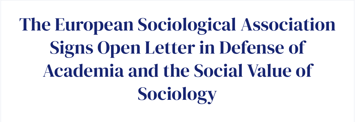📢 The ESA has signed the Open Letter in Support of Academia, initiated by <a href="/ASAnews/">ASA Sociology</a> and co-signed by the <a href="/isa_sociology/">ISA</a>.

We stand united in affirming the public value of sociology and academic freedom.

🔗 Read our statement: bit.ly/433plif