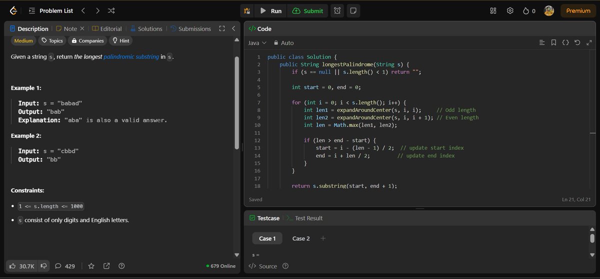 CipherArnav's tweet image. DAY-125 &quot; Longest Palindrome Substring &quot;