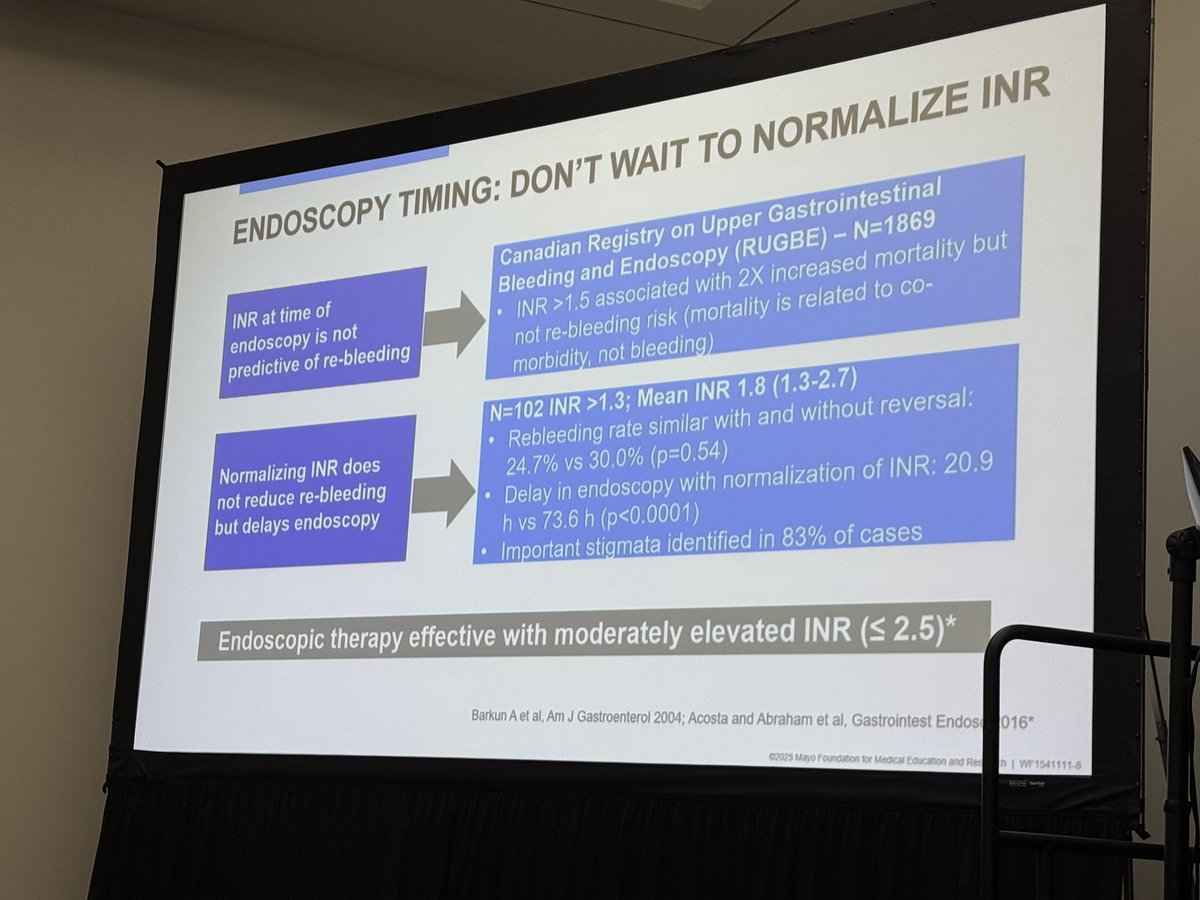 Mariam Naveed, MD (@mn_gimd) on Twitter photo Acute UGIB: When & What drugs to start & stop <a href="/NeenaSAbrahamMD/">Neena S Abraham MD MACG FASGE AGAF</a>
⭐️ Triage first! ⬇️
⭐️ Coumadin / DOAC Reversal - PCC
⭐️ Don’t wait to normalize INR, < 2.5 ✅
⭐️ Coumadin Resumption - ideally within 4-7 days
⭐️DOAC resumption - day after
<a href="/DDWMeeting/">Digestive Disease Week</a> #DDW2025 Acute UGIB: When & What drugs to start & stop <a href="/NeenaSAbrahamMD/">Neena S Abraham MD MACG FASGE AGAF</a>
⭐️ Triage first! ⬇️
⭐️ Coumadin / DOAC Reversal - PCC
⭐️ Don’t wait to normalize INR, < 2.5 ✅
⭐️ Coumadin Resumption - ideally within 4-7 days
⭐️DOAC resumption - day after
<a href="/DDWMeeting/">Digestive Disease Week</a> #DDW2025