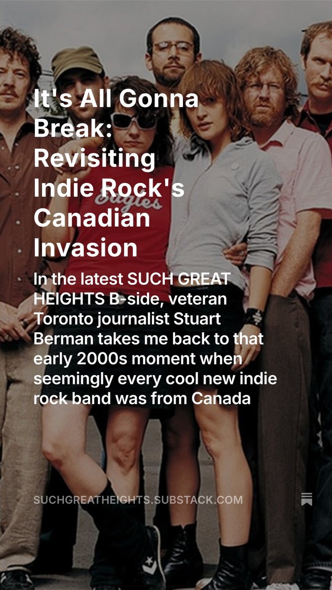 My latest SUCH GREAT HEIGHTS B-side: Talked to 
<a href="/stuberman/">Stuart Berman</a> about that early 2000s moment when it seemed like every cool new indie band was from Canada [link below]