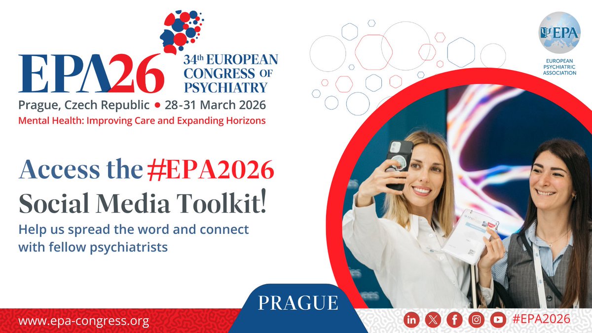 Access the #EPA2026 Social Media Toolkit!  Excited for the 34th European Congress of Psychiatry? Help us spread the word and connect with fellow #Psychiatrists using the official EPA 2026 Social Media Toolkit.  ➡️ Access the toolkit now: tinyurl.com/EPA-2026-SM-To….