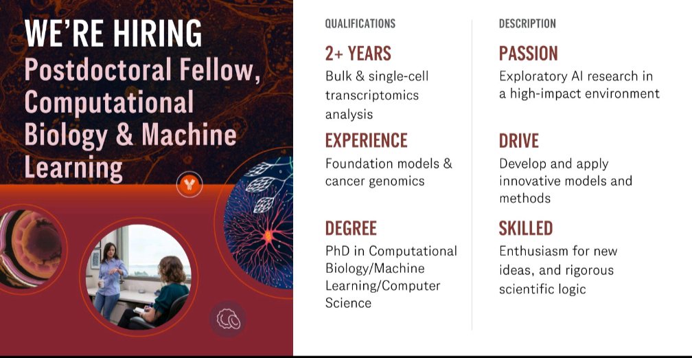 Nathan C. Frey (@nc_frey) on Twitter photo We're hiring! Come work with me, <a href="/timbitsz/">Tim Sterne-Weiler</a>, and the fantastic teams <a href="/genentech/">Genentech</a> Comp Bio / Disco Onc & <a href="/PrescientDesign/">Prescient Design</a> as a postdoc.
Link to apply below 👇 We're hiring! Come work with me, <a href="/timbitsz/">Tim Sterne-Weiler</a>, and the fantastic teams <a href="/genentech/">Genentech</a> Comp Bio / Disco Onc & <a href="/PrescientDesign/">Prescient Design</a> as a postdoc.
Link to apply below 👇
