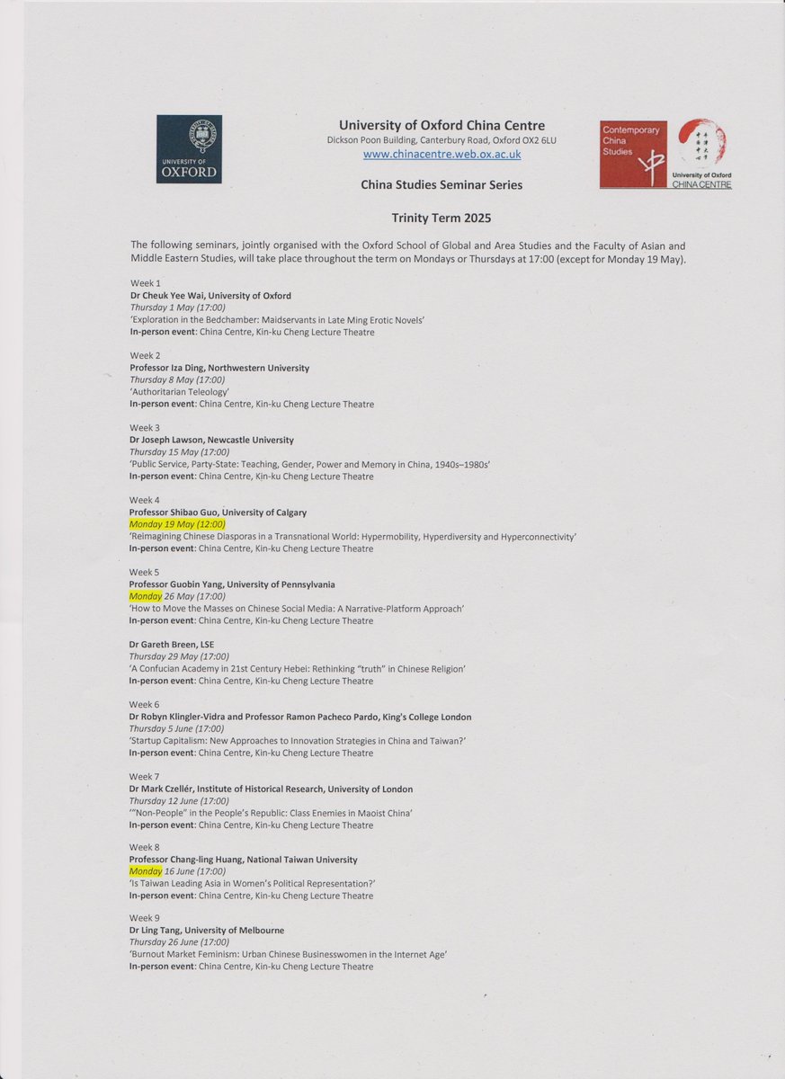Oxford China Centre (@ox_chinacentre) on Twitter photo Please join us at the China Centre for a new term of the China Studies Seminar Series <a href="/FacultyofAMES/">Oxford Faculty of Asian & Middle Eastern Studies</a> <a href="/OSGAOxford/">Oxford School of Global & Area Studies</a> All welcome! More details can be found at chinacentre.ox.ac.uk Please join us at the China Centre for a new term of the China Studies Seminar Series <a href="/FacultyofAMES/">Oxford Faculty of Asian & Middle Eastern Studies</a> <a href="/OSGAOxford/">Oxford School of Global & Area Studies</a> All welcome! More details can be found at chinacentre.ox.ac.uk