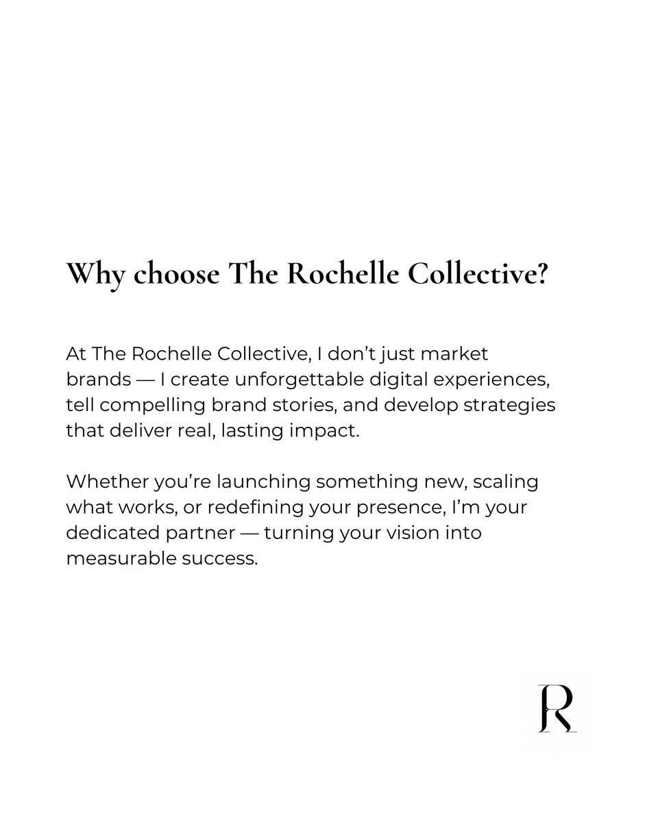 TheRCollective7's tweet photo. The Rochelle Collective is where strategy, creativity, and technology collide❕
#TheRochelleCollective 
#marketingagency 
#blackandwhitebranding 
#marketingwithpurpose 
#designwithimpact 
#designmeetsstrategy 
#visualstorytelling https://t.co/BcNrhJm0Cb