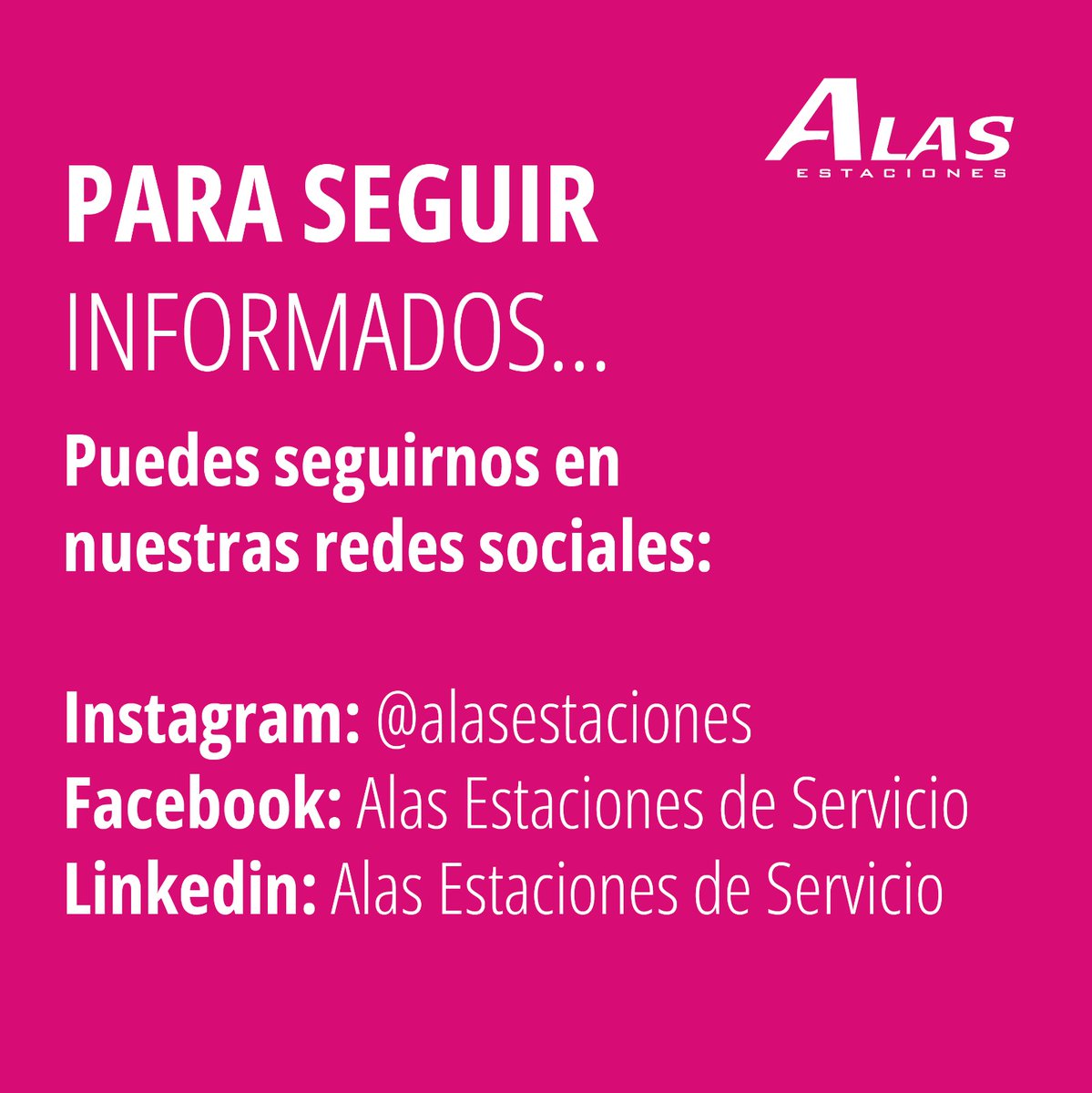 🔔 ¿Quieres estar al día de todo lo que pasa en Alas Estaciones?

Síguenos en redes sociales y no te pierdas ninguna novedad:

📸 Instagram: instagram.com/alasestaciones/

📘 Facebook: facebook.com/alas.estaciones

📲 Linkedin: linkedin.com/company/alas-e…