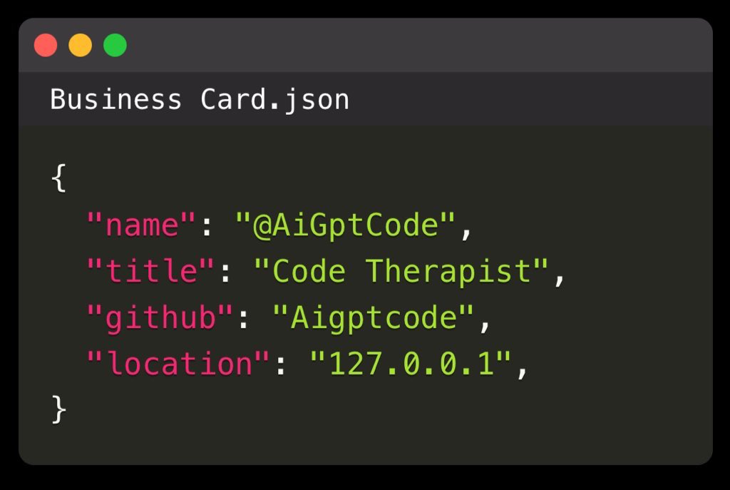 aigptcode's tweet image. سورس کد این کارت ویزیت : 

github.com/AiGptCode/json…