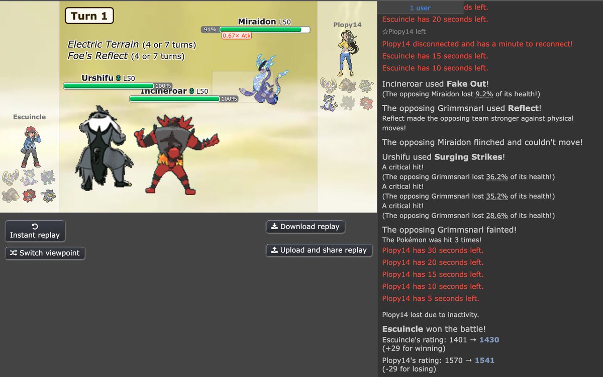 Nothing more frustrating than losing 30 points after disconnecting T1 thinking I was just waiting for my opponent to select his moves only to realize I had disconnected and showdown did not tell me...