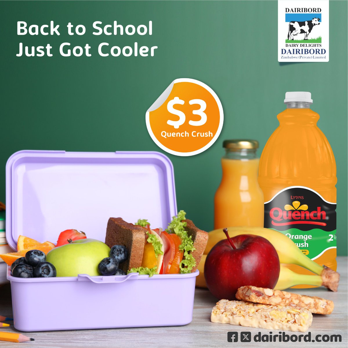 Getting ready for back to school?  Keep the kids cool, refreshed and energised with Quench Crush, now just $3!
 ✔️ Bold flavours
 ✔️ Perfect for lunchboxes
 ✔️ Great for active school days
 Stock up now and keep school days refreshed!
#BackToSchool #Dairibord