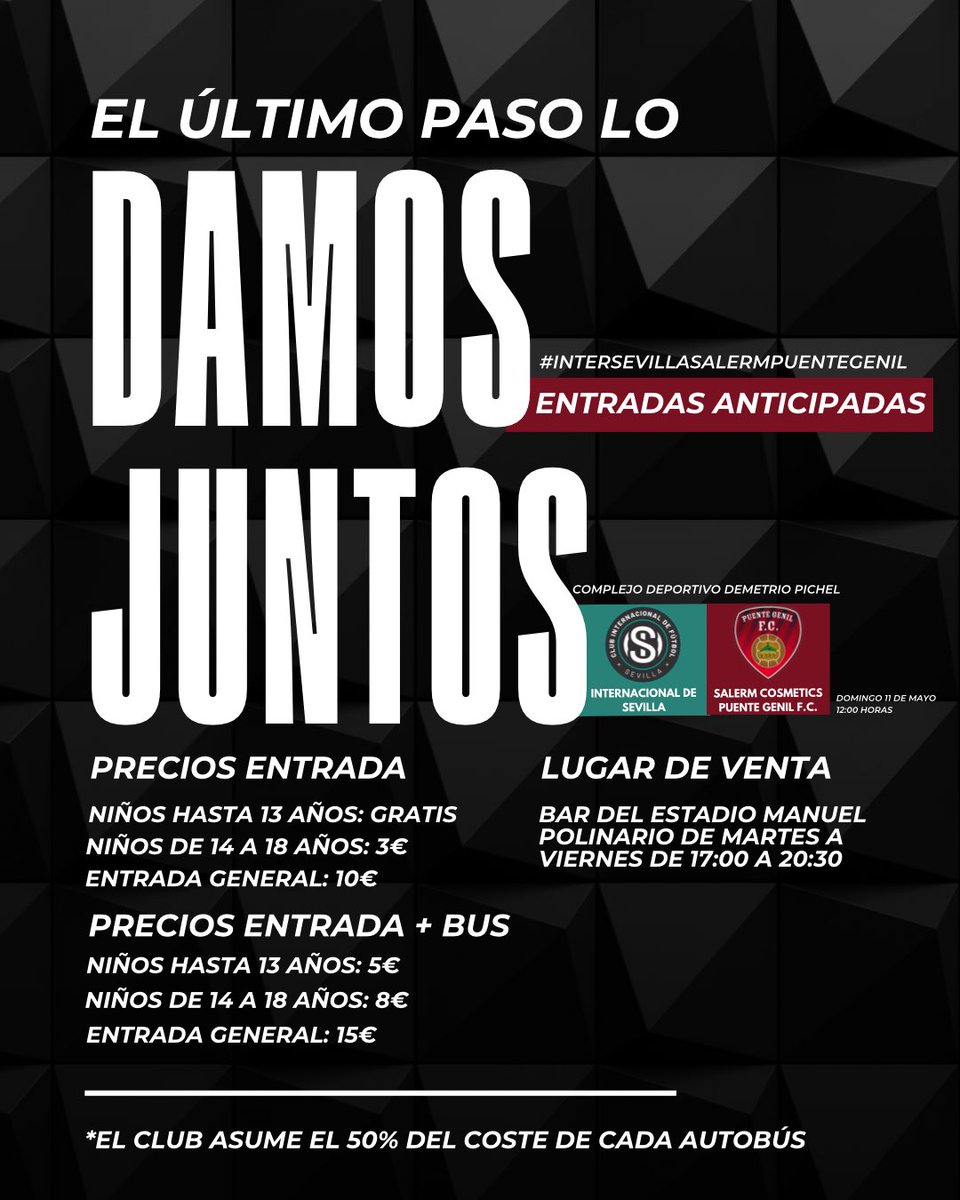 José Manuel Cabezas (@josemix1976) on Twitter photo Habrá desplazamiento masivo de la afición del <a href="/SalermPG/">Salerm Puente Genil F.C.</a> a Sevilla para la última jornada. Un ascenso a Segunda RFEF en juego. Habrá desplazamiento masivo de la afición del <a href="/SalermPG/">Salerm Puente Genil F.C.</a> a Sevilla para la última jornada. Un ascenso a Segunda RFEF en juego.
