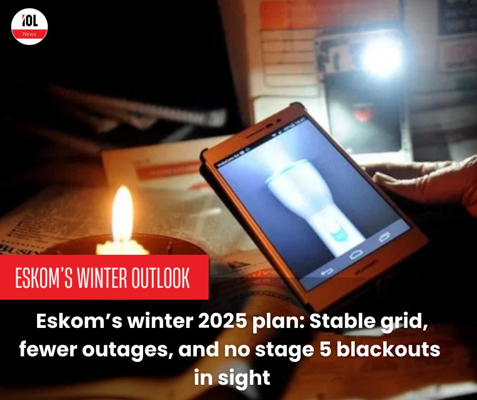 IOL's tweet image. Eskom has vowed to keep the country warm this winter, saying the national electricity grid is stable, maintenance is progressing, and emergency reserves are in place.
#news #Eskom #powerutility #electricity #winter #plan
Read on tinyurl.com/498j8xkw