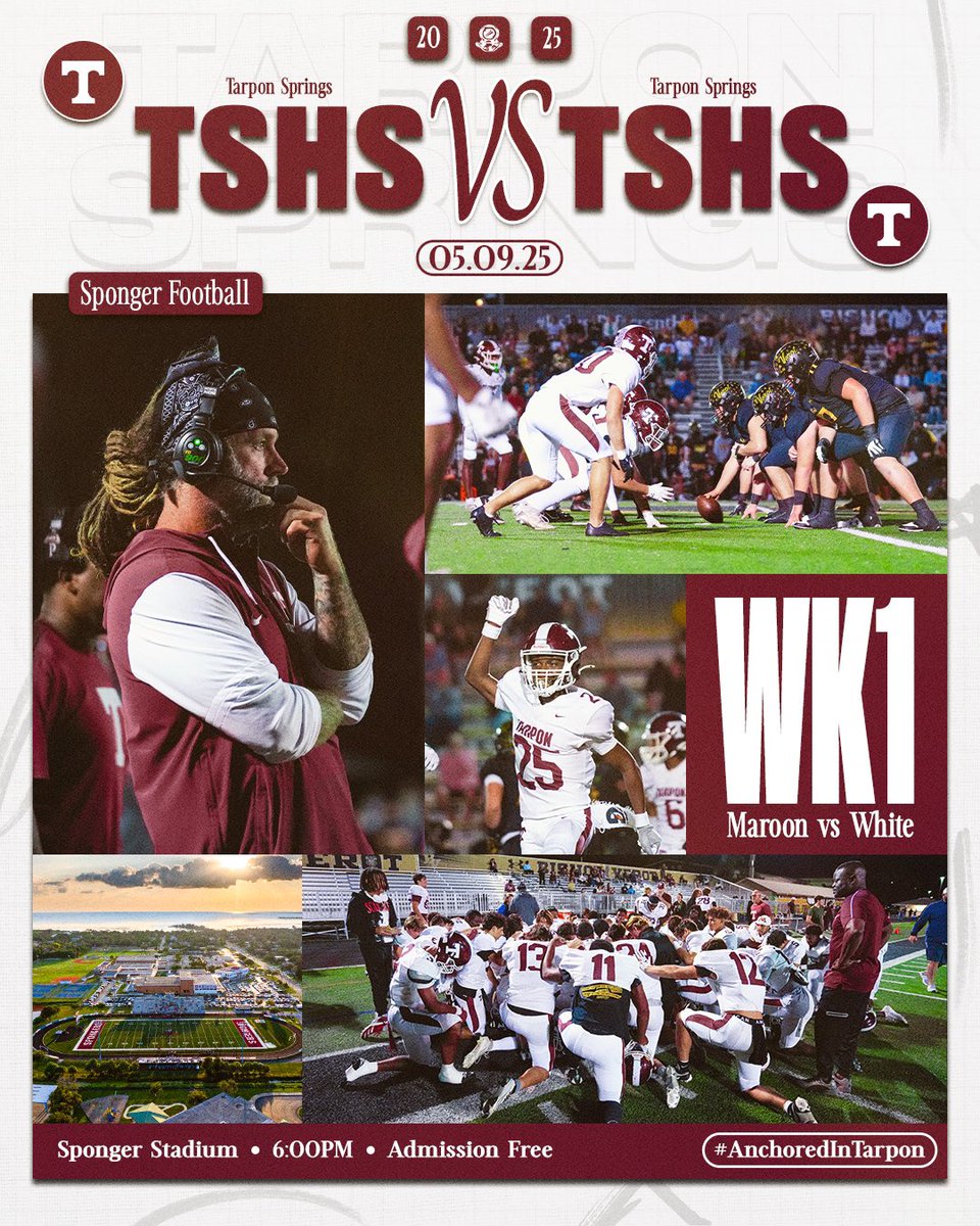 GAMEWEEK‼️Kind of…

Join us for our Maroon and White game this Friday at 6pm, followed by our official Spring Game next week. 

#SpongerPride #AnchoredInTarpon