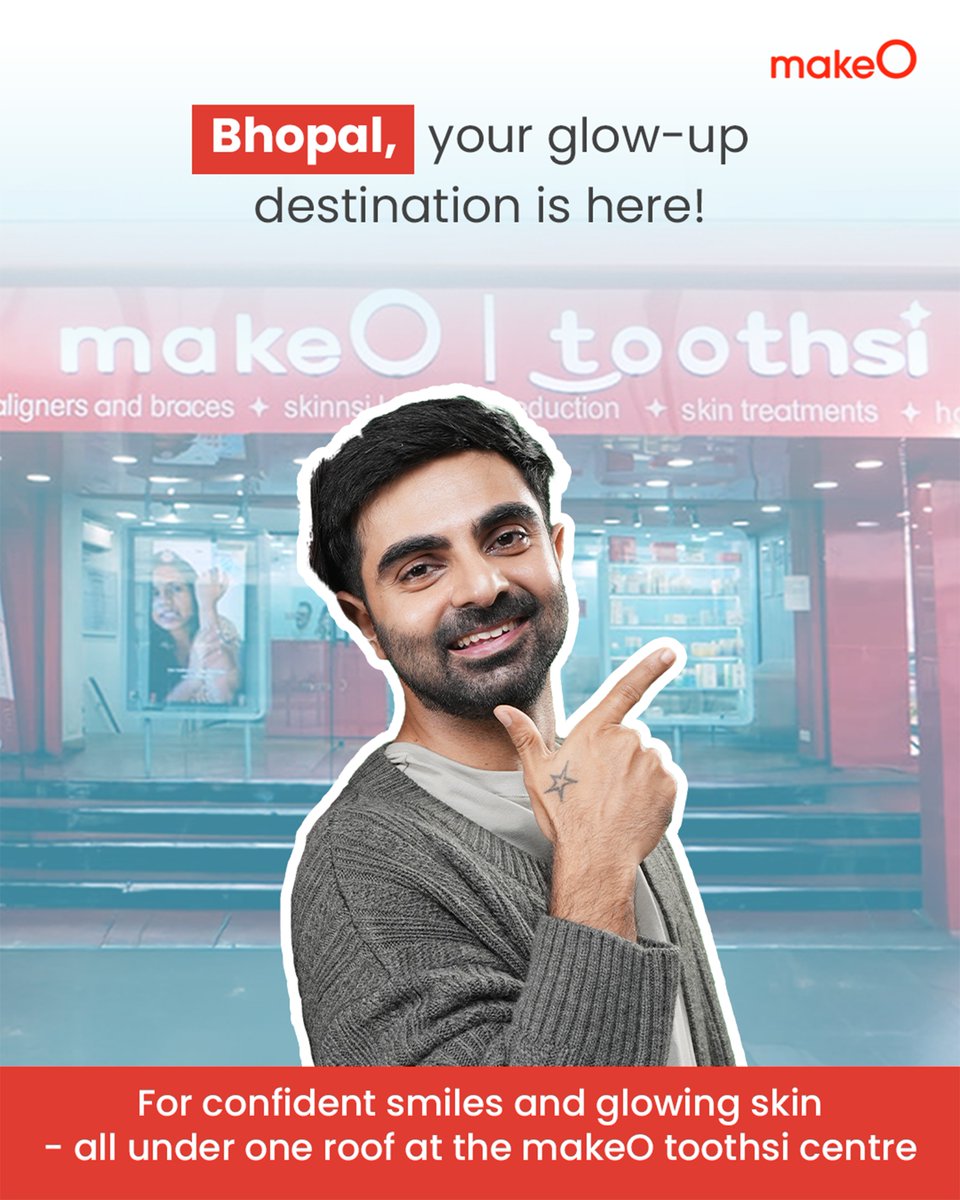 toothsialigners's tweet image. Say hello to confident smiles and glowing skin at makeO toothsi | Dr. Gunjan Bajpai’s Clinic.

From teeth aligners to advanced facials, we bring expert care tailored to your needs✨

Address: E-7/461, HIG, behind Malti Hospital, E-4, Arera Colony, Bhopal 462016

#toothsi #makeO