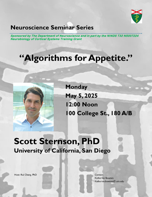 Yale Neuroscience (@yaleneuro) on Twitter photo Join us today at noon 🕛 for a seminar by <a href="/UCSanDiego/">UC San Diego</a>'s Scott Sternson on "Algorithms for Appetite" 💻🤝🍔
Thank you to <a href="/YaleNeuro/">Yale Neuroscience</a>'s Rui Chang for hosting 🙌 We hope to see you there! Join us today at noon 🕛 for a seminar by <a href="/UCSanDiego/">UC San Diego</a>'s Scott Sternson on "Algorithms for Appetite" 💻🤝🍔
Thank you to <a href="/YaleNeuro/">Yale Neuroscience</a>'s Rui Chang for hosting 🙌 We hope to see you there!