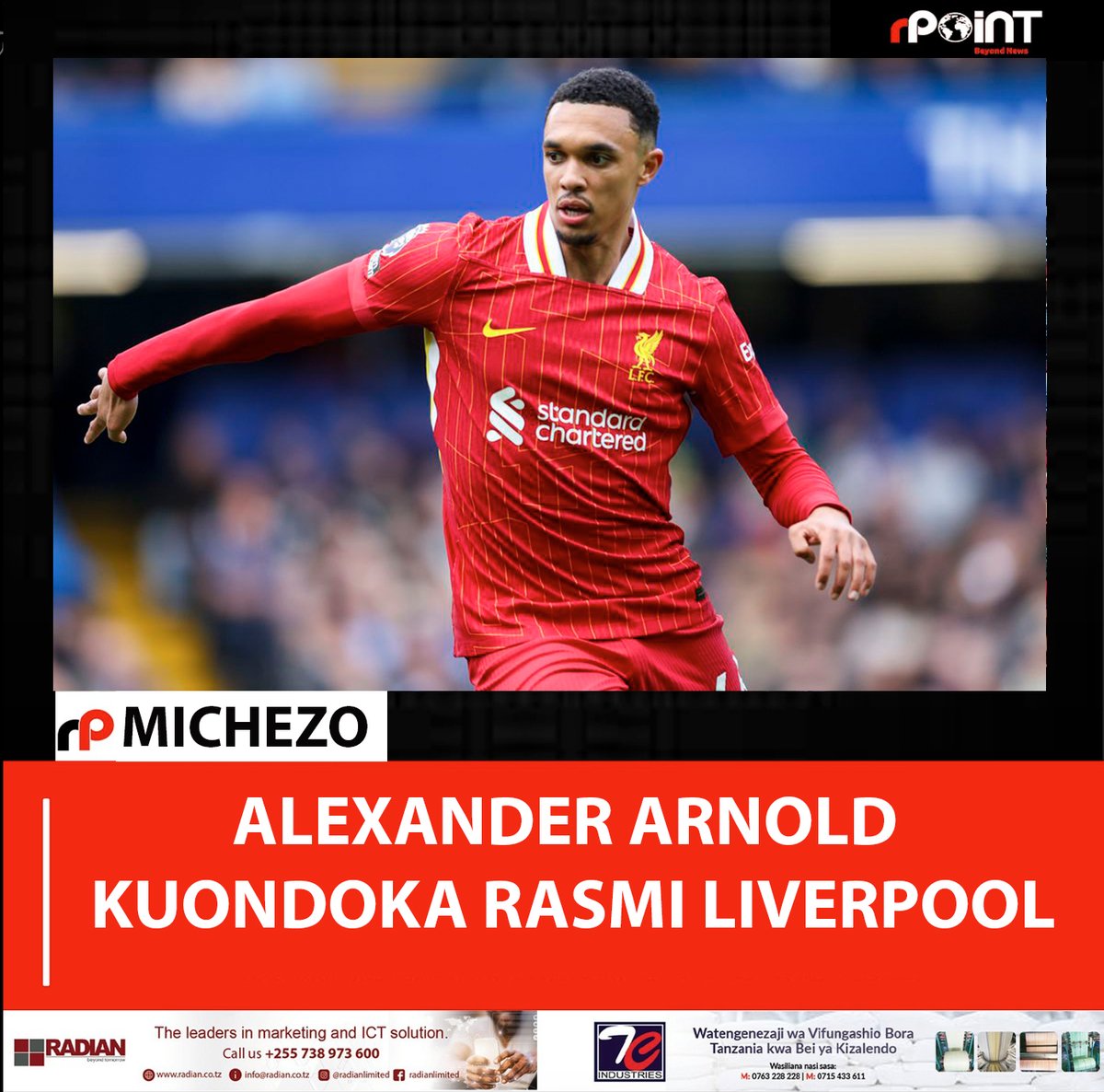 npointtz's tweet photo. Beki wa kulia wa Uingereza, Trent Alexander-Arnold, amethibitisha kuwa ataondoka na kuikacha mabingwa wa Ligi Kuu ya Uingereza, Liverpool, mwishoni mwa msimu.
#Liverpool #sports #michezo https://t.co/muyLPYYP39