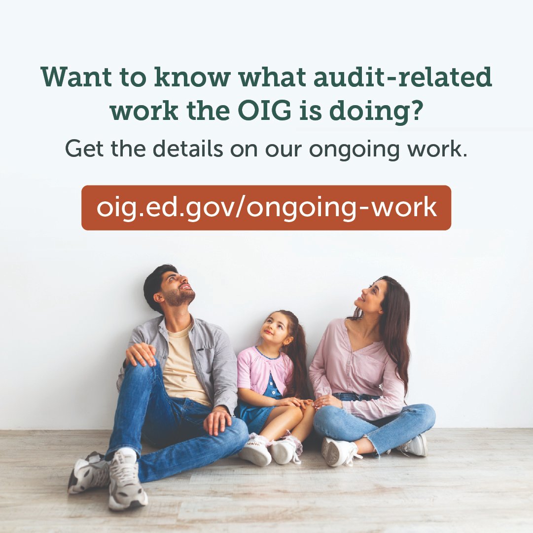 Interested to learn about the audit-related work the OIG has underway right now? We have you covered! Check out our new Ongoing Work feature right here on our website!  oig.ed.gov/ongoing-work