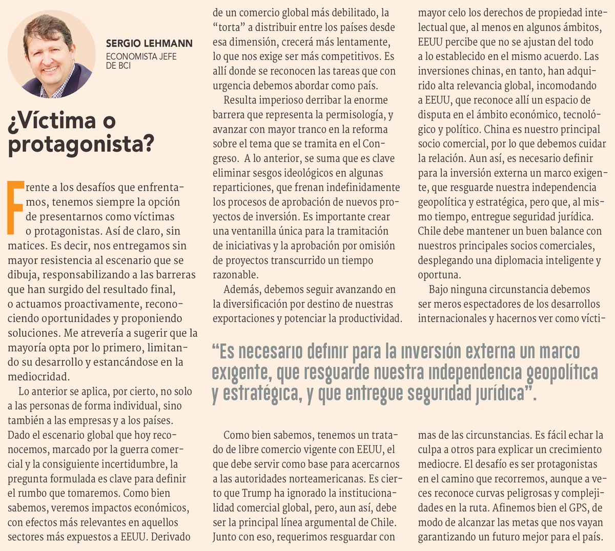 DFinanciero's tweet photo. 💬 #OpiniónDF | Columna: ¿Víctima o protagonista?
✍🏻 @serlehm, economista jefe de Bci
https://t.co/lf4LE1zFip https://t.co/MS3psH5vJ1