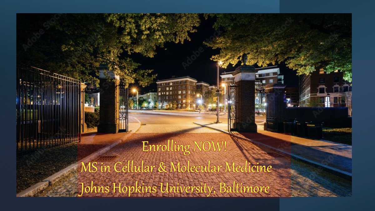 Rajini Rao (@madamscientist) on Twitter photo ✅Are you a Pre-Med student looking to boost your chances of getting into Med School? 
✅Want to try an intensive research program before committing to a PhD? 
✅Honing your skills for a competitive job in pharma/biotech? 
Apply to our MS in CMM program:
cmm.jhmi.edu/index.php/ms-i… ✅Are you a Pre-Med student looking to boost your chances of getting into Med School? 
✅Want to try an intensive research program before committing to a PhD? 
✅Honing your skills for a competitive job in pharma/biotech? 
Apply to our MS in CMM program:
cmm.jhmi.edu/index.php/ms-i…